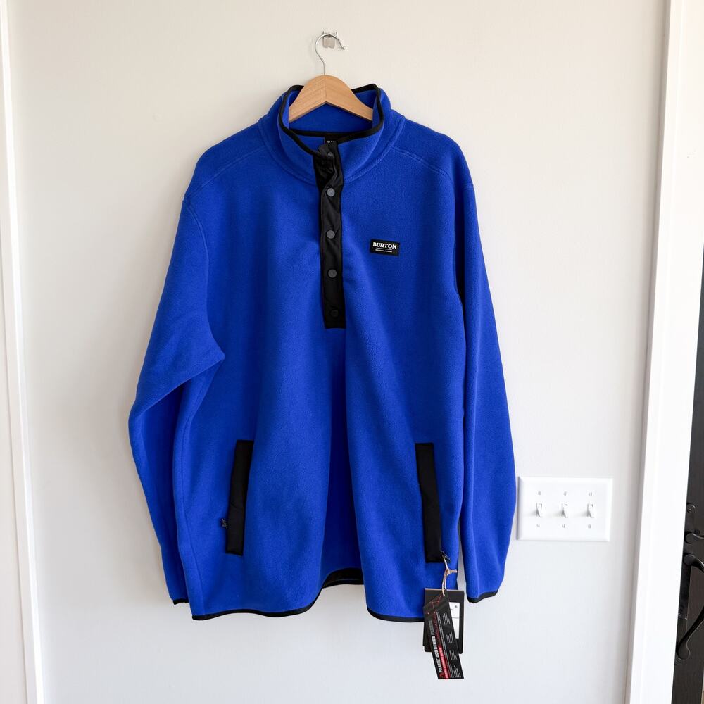 Burton Hearth Fleece Mock Neck Long Sleeve Pullover Cobalt Blue XXL NWT